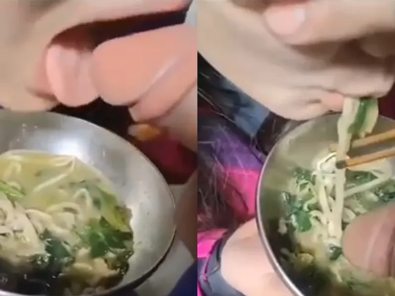 độc lạ em ăn mì còn lấy buồi anh chấm vào nước để mút